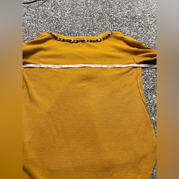 We The Free rainbow Thermal Henley Top In Mustard Sz Small Braid Boho Trim H - Picture 7 of 8